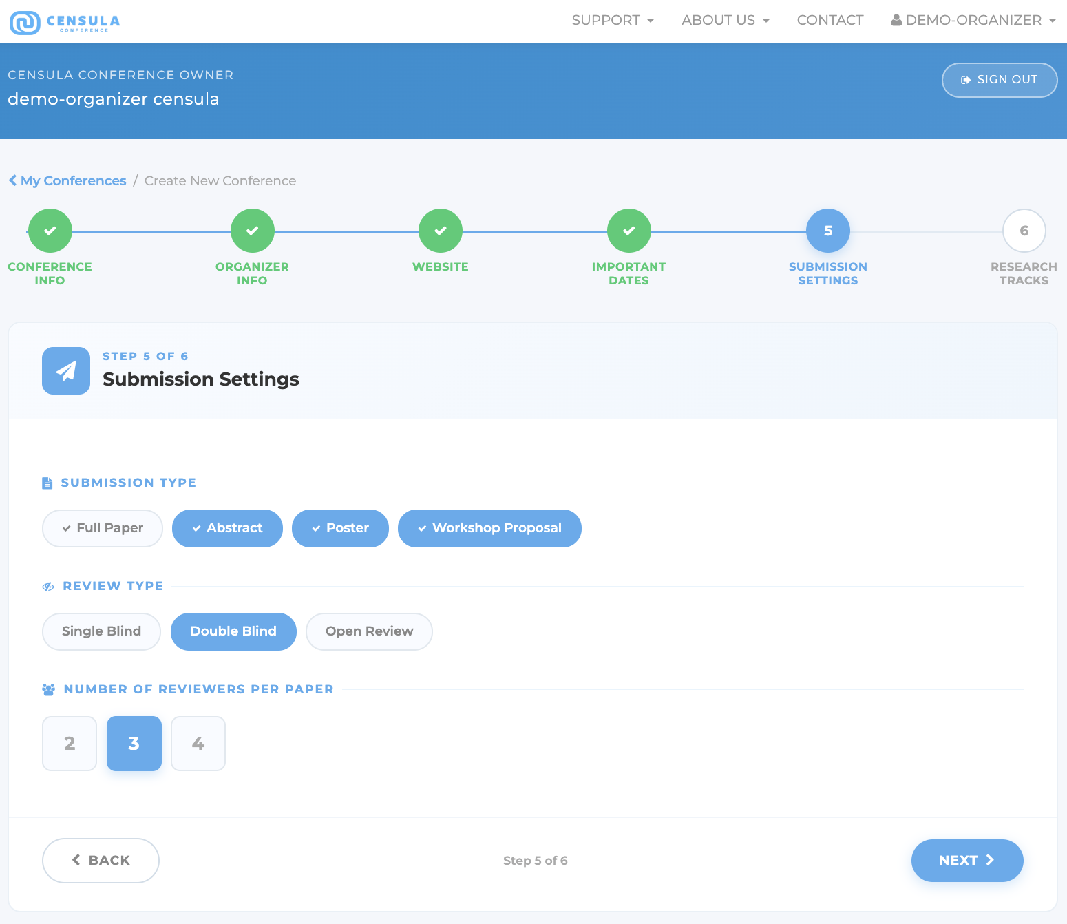 Conference Settings Demo