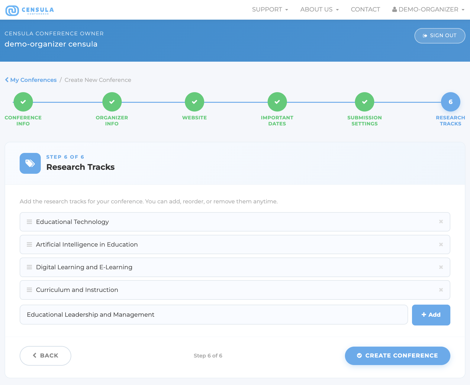 Conference Settings Demo