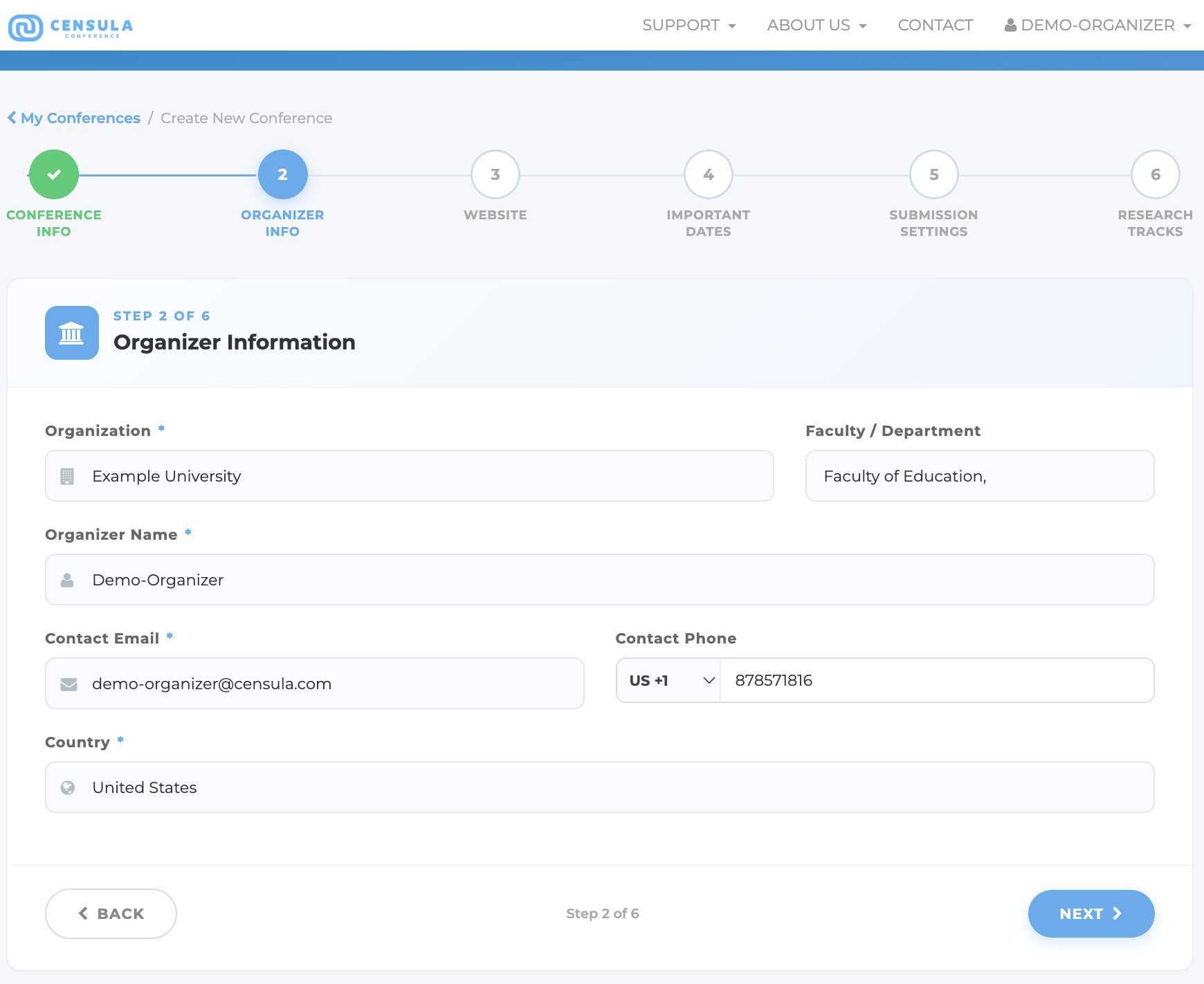 Conference Settings Demo