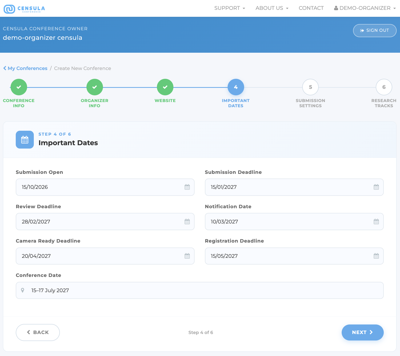 Conference Settings Demo